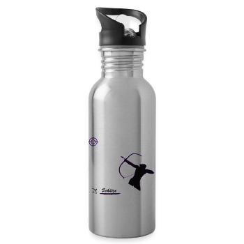 Schütze - Trinkflasche mit integriertem Trinkhalm - Lightsilver - Rechts