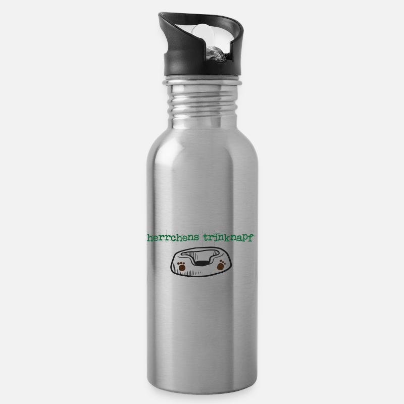 Herrchens Trinknapf - Trinkflasche mit integriertem Trinkhalm - Lightsilver