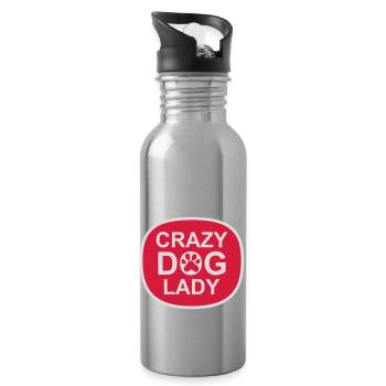 crazy dog lady Zitat - Trinkflasche mit integriertem Trinkhalm - Lightsilver - Rechts