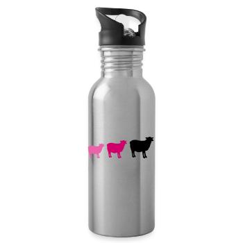 sheep family - Water bottle with straw - silver - Right