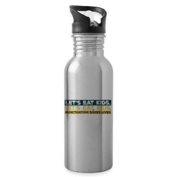 Let's Eat Kids Interpunktion rettet Leben Lustiges Gramm - Trinkflasche mit integriertem Trinkhalm - Lightsilver - Rechts