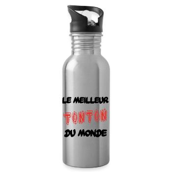 Le meilleur tonton du monde - Gourde avec paille intégrée - argent clair - Droite