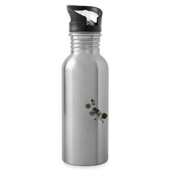 Nummer 38 Blumengrün - 38. Blumengeburtstag - Trinkflasche mit integriertem Trinkhalm - Lightsilver - Rechts