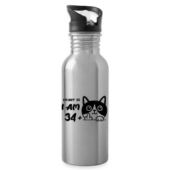 Je n’ai pas 35 ans, j’en ai 34 plus 1 majeur Cat Flip - Gourde avec paille intégrée - argent clair - Droite
