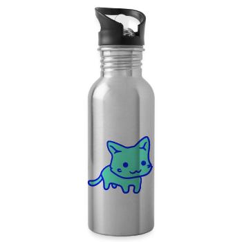 Pretty Cat Looking Happy Cheerful Smiling - Water bottle with straw - silver - Right