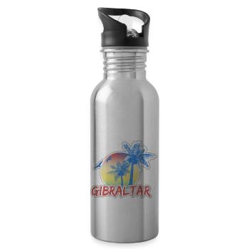 Gibraltar as a holiday - Water bottle with straw - silver - Right
