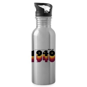 Best of 1940 - 85th Birthday Vintage 1940 Men - Water bottle with straw - silver - Right