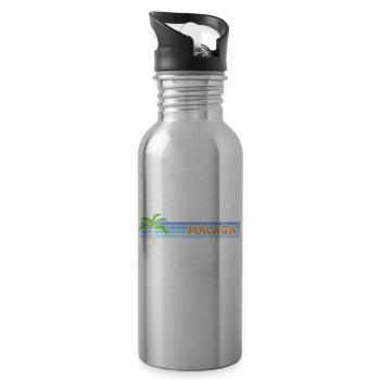 Gift for Malaga - Water bottle with straw - silver - Right