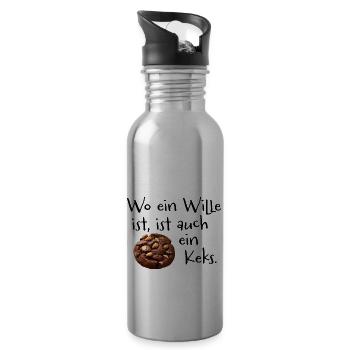 wo ein Wille ist, ist auch ein Keks - sw - Trinkflasche mit integriertem Trinkhalm - Lightsilver - Rechts