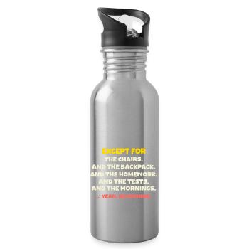 Last Day of School School Out for Summer Break - Water bottle with straw - silver - Right