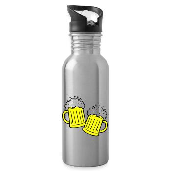 Bier Anstossen Saufen - Trinkflasche mit integriertem Trinkhalm - Lightsilver - Rechts