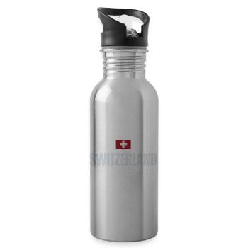 Ich liebe die Schweiz, Schweizer Patriot - Trinkflasche mit integriertem Trinkhalm - Lightsilver - Rechts