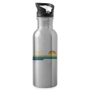 Baltic Sea POEL NOSTALGIA BY THE SEA Retro Funny - Water bottle with straw - silver - Right