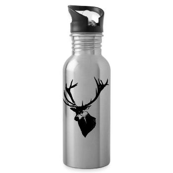 Hirsch - Trinkflasche mit integriertem Trinkhalm - Lightsilver - Rechts
