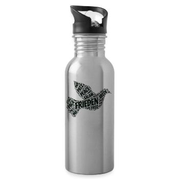 Frieden Taube Peace Pace Mir - Trinkflasche mit integriertem Trinkhalm - Lightsilver - Rechts