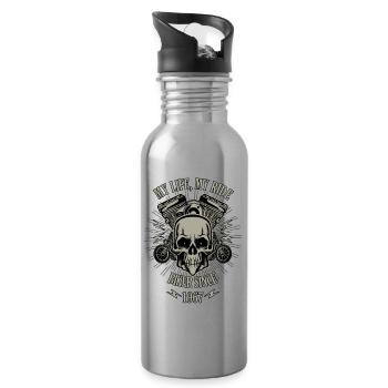 Geschenk für Biker - Baujahr 1967 - Trinkflasche mit integriertem Trinkhalm - Lightsilver - Rechts