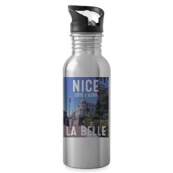 Nice la belle - Nizza die Schöne - Trinkflasche mit integriertem Trinkhalm - Lightsilver - Rechts
