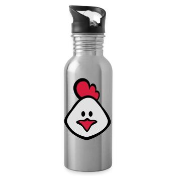 chicken 3c - Water bottle with straw - silver - Right