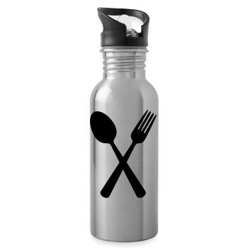 Löffel und Gabel - Trinkflasche mit integriertem Trinkhalm - Lightsilver - Rechts