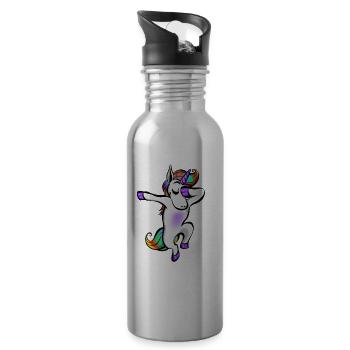 Tamponnant licorne licorne mignon et doux - Gourde avec paille intégrée - argent clair - Droite
