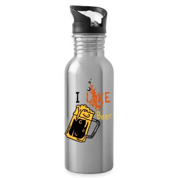 Ich mag Bier 5 - Trinkflasche mit integriertem Trinkhalm - Lightsilver - Rechts