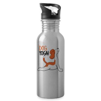 Yoga Hund! Ein super Geschenk. - Trinkflasche mit integriertem Trinkhalm - Lightsilver - Rechts