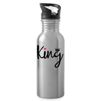 king. Gift. - Water bottle with straw - silver - Right