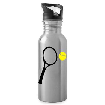 tennis_ball & Schläger - Trinkflasche mit integriertem Trinkhalm - Lightsilver - Rechts