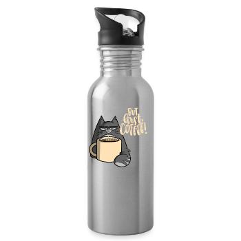 But First Coffee - Cat - Water bottle with straw - silver - Right