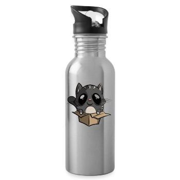 It still fits - Katze im Karton - Trinkflasche mit integriertem Trinkhalm - Lightsilver - Rechts