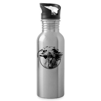Idée cadeau indien chef totem eagle - Gourde avec paille intégrée - argent clair - Droite