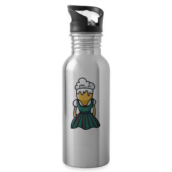 Beer dirndl beer tent - Water bottle with straw - silver - Right