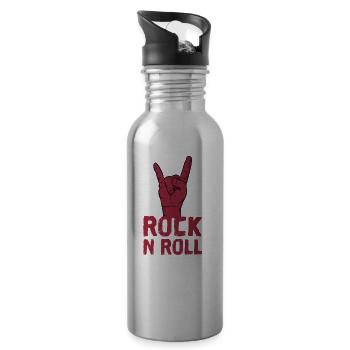 Rock N Roll Zeichen - Trinkflasche mit integriertem Trinkhalm - Lightsilver - Rechts