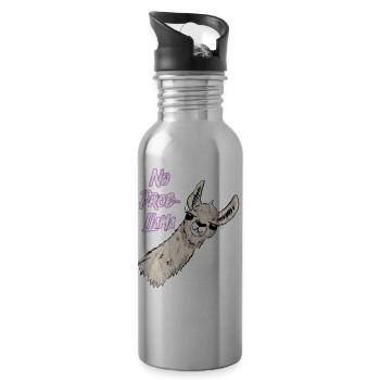 No Prob LLama rose Vintage Trendy Lama - Gourde avec paille intégrée - argent clair - Droite