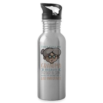 They call me Grandma - Oma Grossmutter Grosseltern - Trinkflasche mit integriertem Trinkhalm - Lightsilver - Rechts