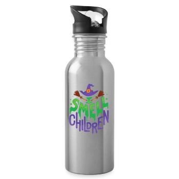 I smell Children - Geschenk Halloween Hexe - Trinkflasche mit integriertem Trinkhalm - Lightsilver - Rechts