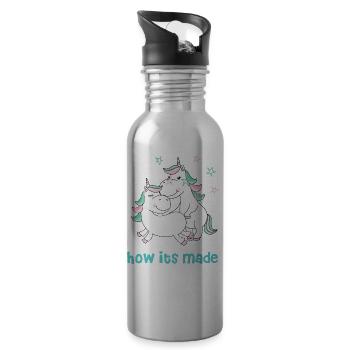Licorne comment c'est fait - Gourde avec paille intégrée - argent clair - Droite