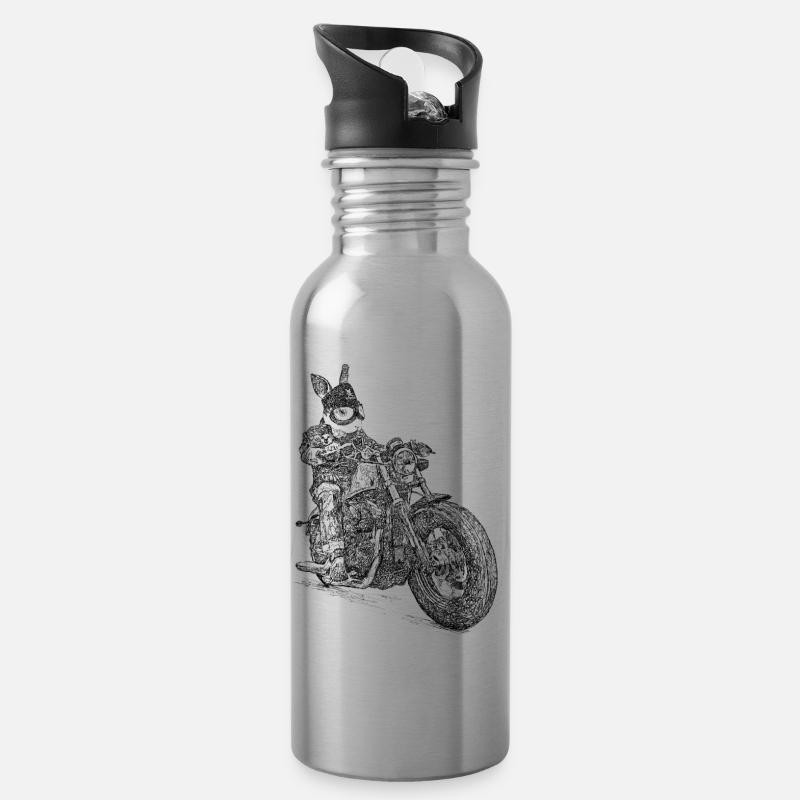 Bunnyrider - Trinkflasche mit integriertem Trinkhalm - Lightsilver
