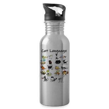 Cat Language - Water bottle with straw - silver - Right