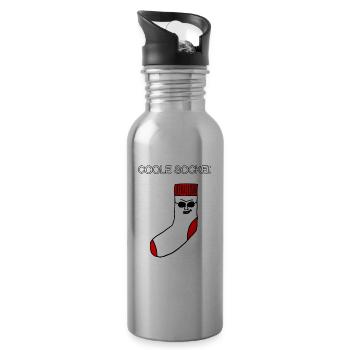 Cool sock - cartoon, funny saying, gift idea - Water bottle with straw - silver - Right