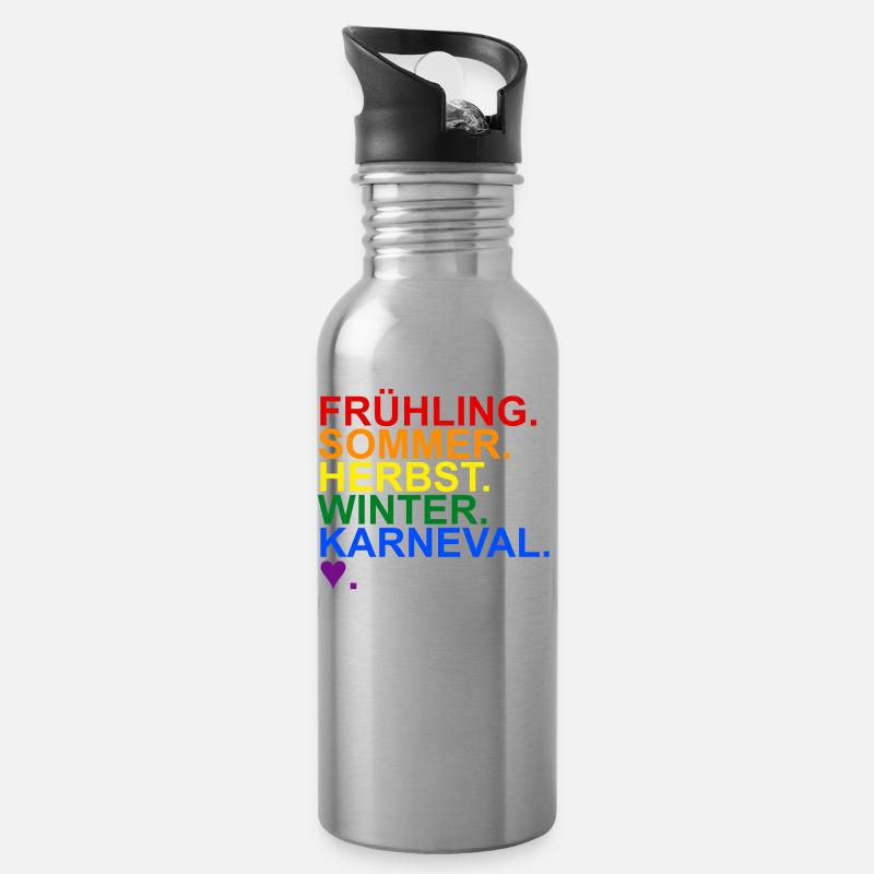 Köln Karneval Gaypride Flagge Regenbogenfarben - Trinkflasche mit integriertem Trinkhalm - Lightsilver