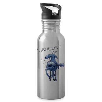 Ich ziege den Blues - Trinkflasche mit integriertem Trinkhalm - Lightsilver - Rechts