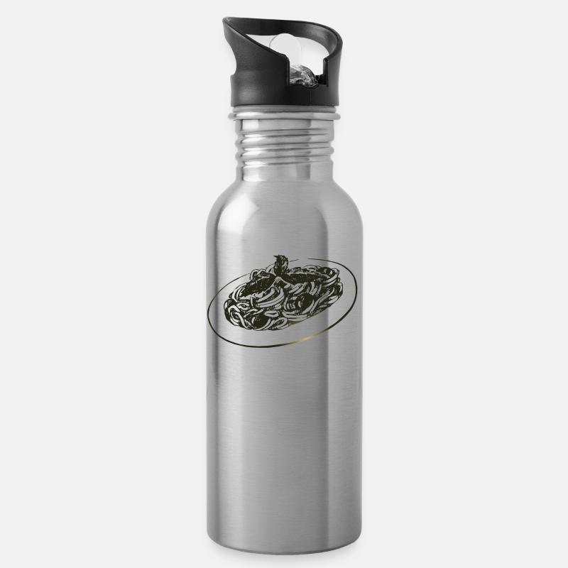 Spaghetti - Trinkflasche mit integriertem Trinkhalm - Lightsilver
