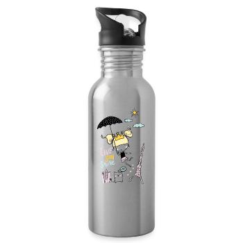 Filles avec parapluie - T-shirt pour les tout-petits - Gourde avec paille intégrée - argent clair - Droite