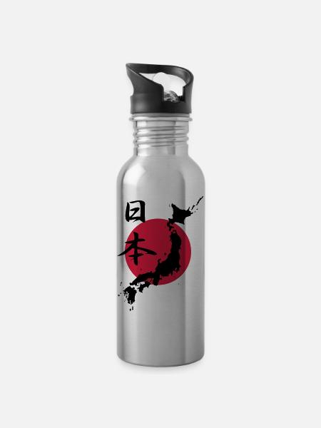 Japan 1 - Trinkflasche mit integriertem Trinkhalm - Lightsilver