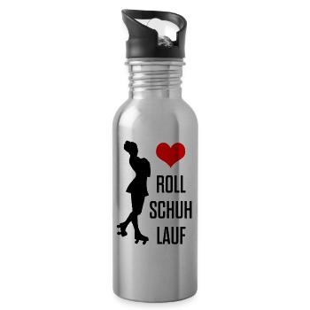 Rollkunstlauf Rollschuhe Pirouette Love Geschenk - Trinkflasche mit integriertem Trinkhalm - Lightsilver - Rechts