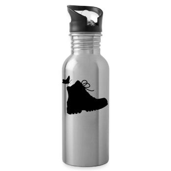 Hiking boot - Water bottle with straw - silver - Right