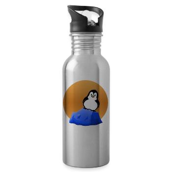 Penguin on the - Penguin on the - Water bottle with straw - silver - Right