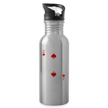 Poker Pokerface Pot Spiel Glück Casino Geschenk - Trinkflasche mit integriertem Trinkhalm - Lightsilver - Rechts