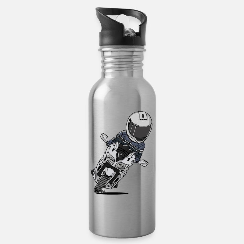 0790 FJR MatSilver - Trinkflasche mit integriertem Trinkhalm - Lightsilver
